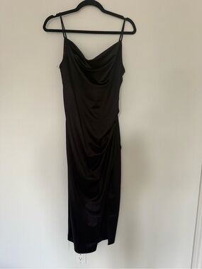 Rachel Zoe Elegant Black Slip Dress with Cowl Neck